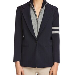 Bailey/44 Navy Blazer with Removable Sweater Insert – Striped Sleeve Detail ✨💙